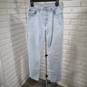 Levi's 501 Ladies Size 27/30 Light Wash Button Closure Blue Jeans